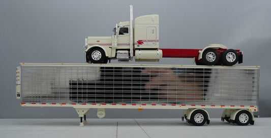 60-1736 Cream Red Chrome 1/64 DCP Peterbilt 389 w/ Utility Refrigerated Trailer
