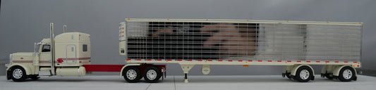 60-1736 Cream Red Chrome 1/64 DCP Peterbilt 389 w/ Utility Refrigerated Trailer