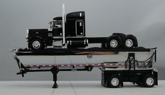 #60-1737 1/64 DCP Peterbilt 389 w/ Mac Round Dump Trailer Black Chrome