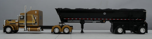 #60-1741 1/64 DCP Peterbilt 389 w/ Mac Round Dump Trailer Gold Black