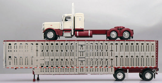 #60-1837 Maroon / Cream Peterbilt w/ Wilson Livestock Trailer