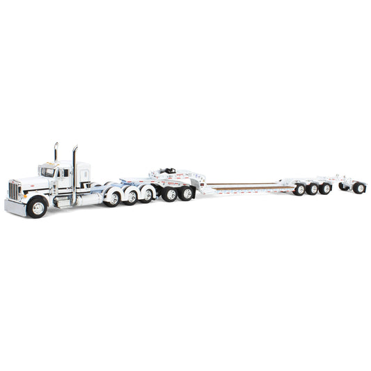#60-2014 White Black Lt Blue Peterbilt 379 w Lowboy Jeep & Stinger