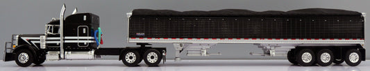 #60-2026 Black Peterbilt 379 with Tri Axle Grain Trailer