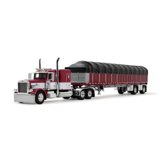 #60-2058 Maroon White Peterbilt 389 & Covered Wagon Trailer