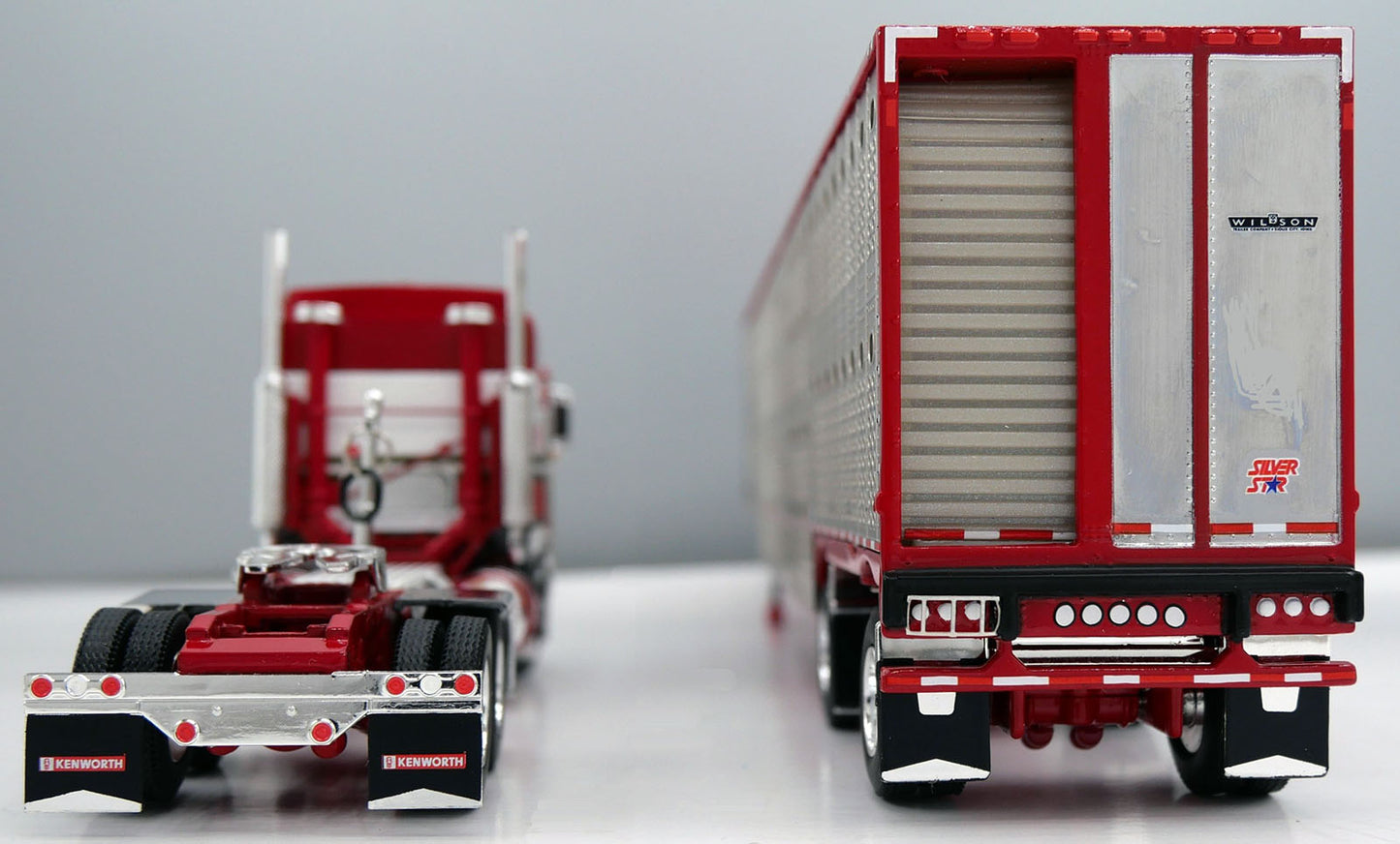 #60-2122 Red White Kenworth K100 COE Wilson Livestock Trailer