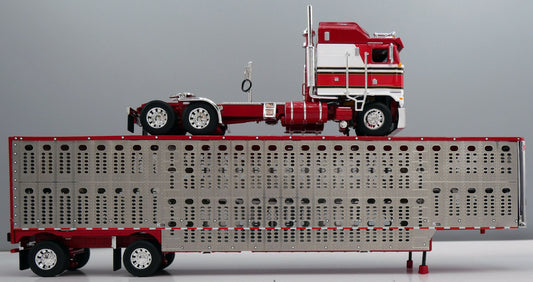 #60-2122 Red White Kenworth K100 COE Wilson Livestock Trailer