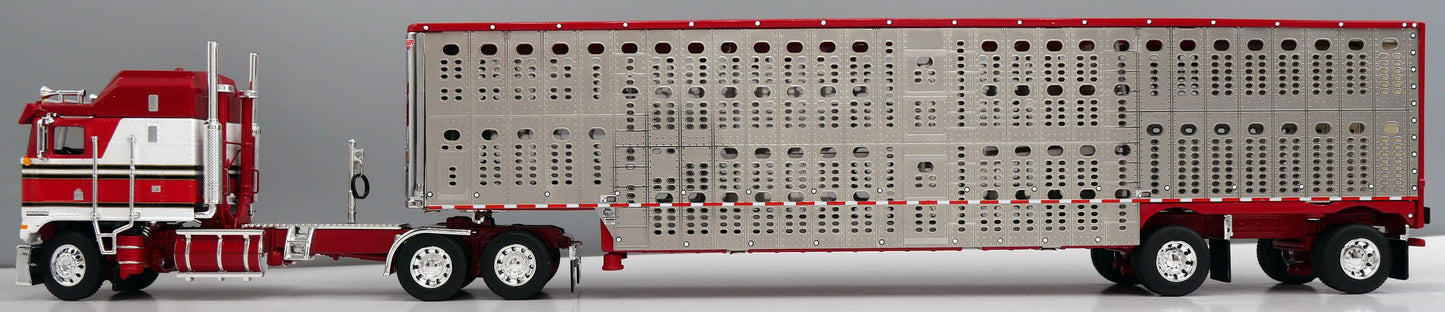 #60-2122 Red White Kenworth K100 COE Wilson Livestock Trailer