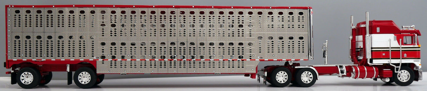 #60-2122 Red White Kenworth K100 COE Wilson Livestock Trailer