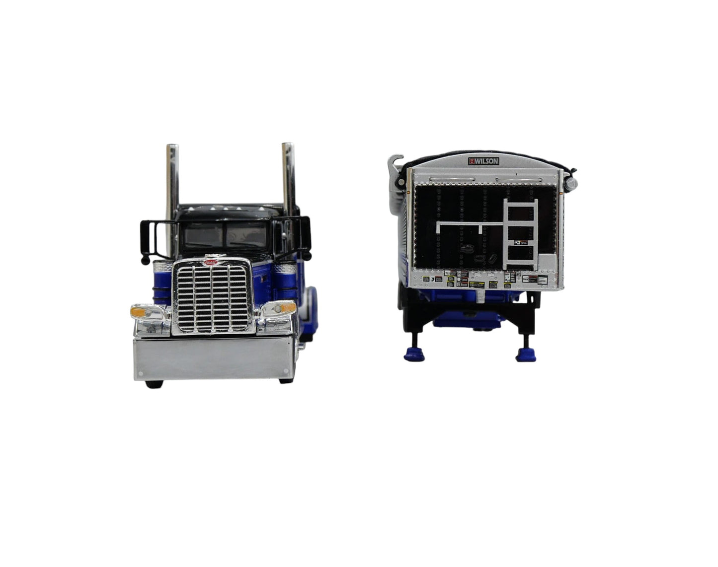 #60-2153 Black Blue Peterbilt 389 with Spread Grain Trailer