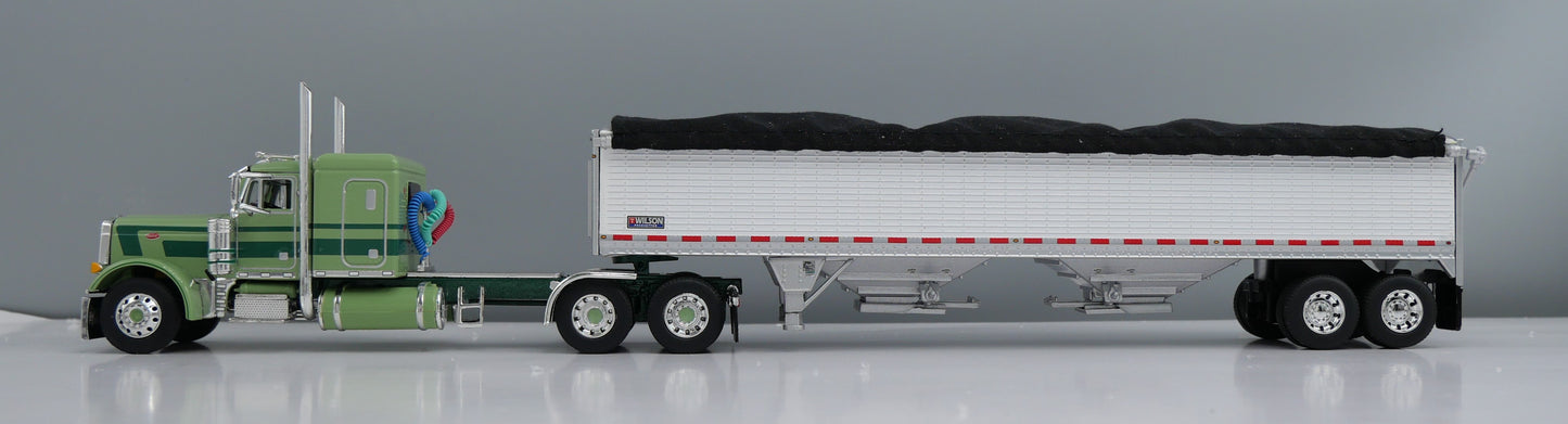 #60-2231 Green White Peterbilt 379 & Grain Trailer