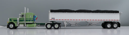 #60-2231 Green White Peterbilt 379 & Grain Trailer