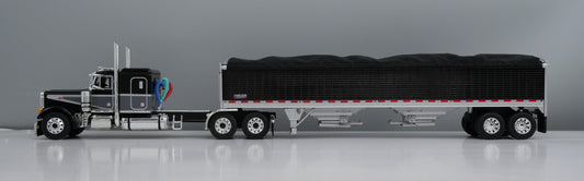 #60-2232 Black Peterbilt 379 & Grain Trailer