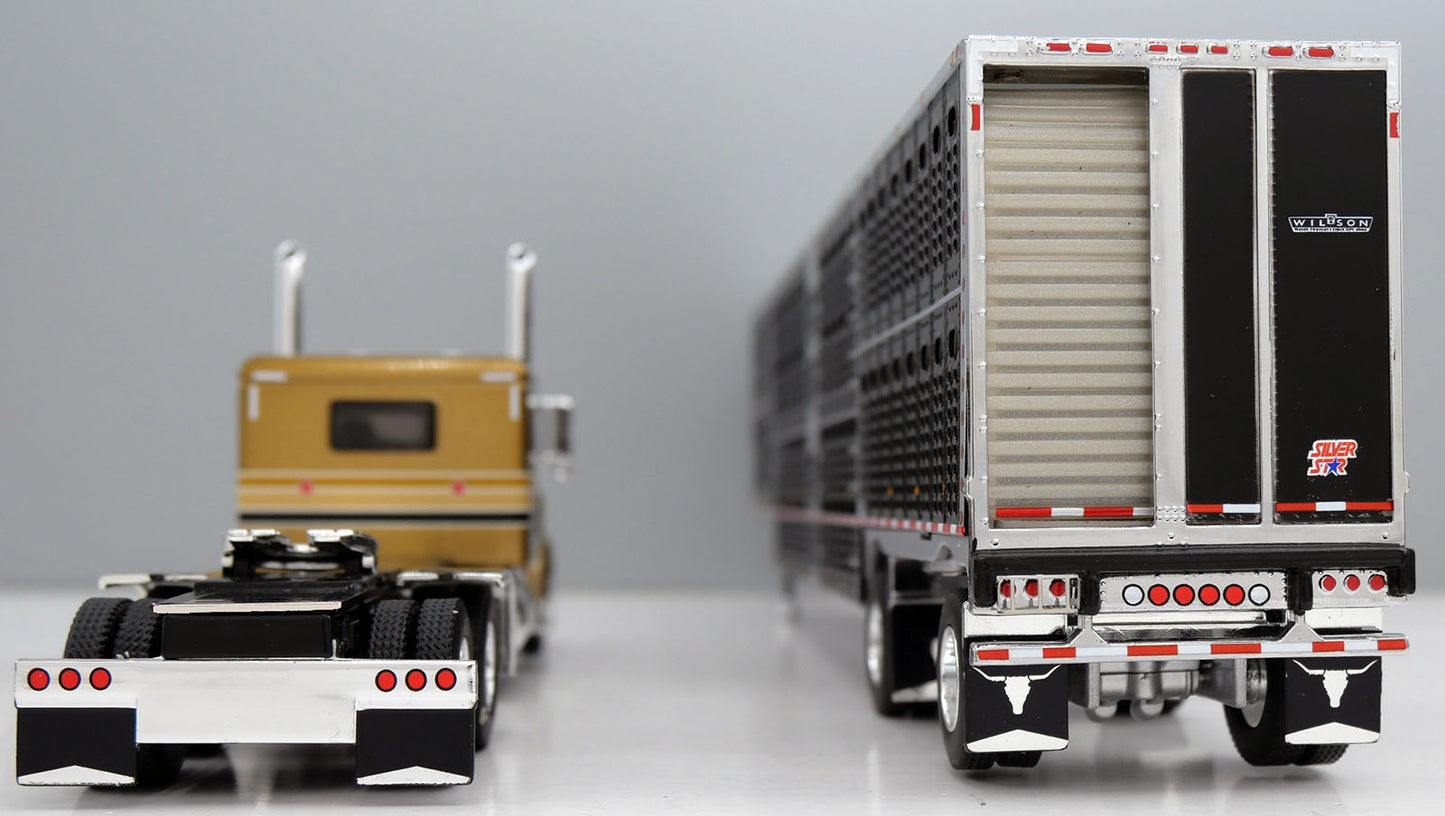 #60-2243 Gold/Black Peterbilt w/ Wilson Livestock Trailer