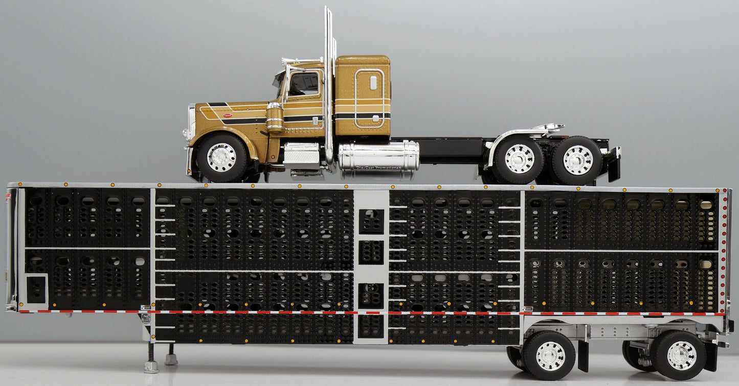 #60-2243 Gold/Black Peterbilt w/ Wilson Livestock Trailer