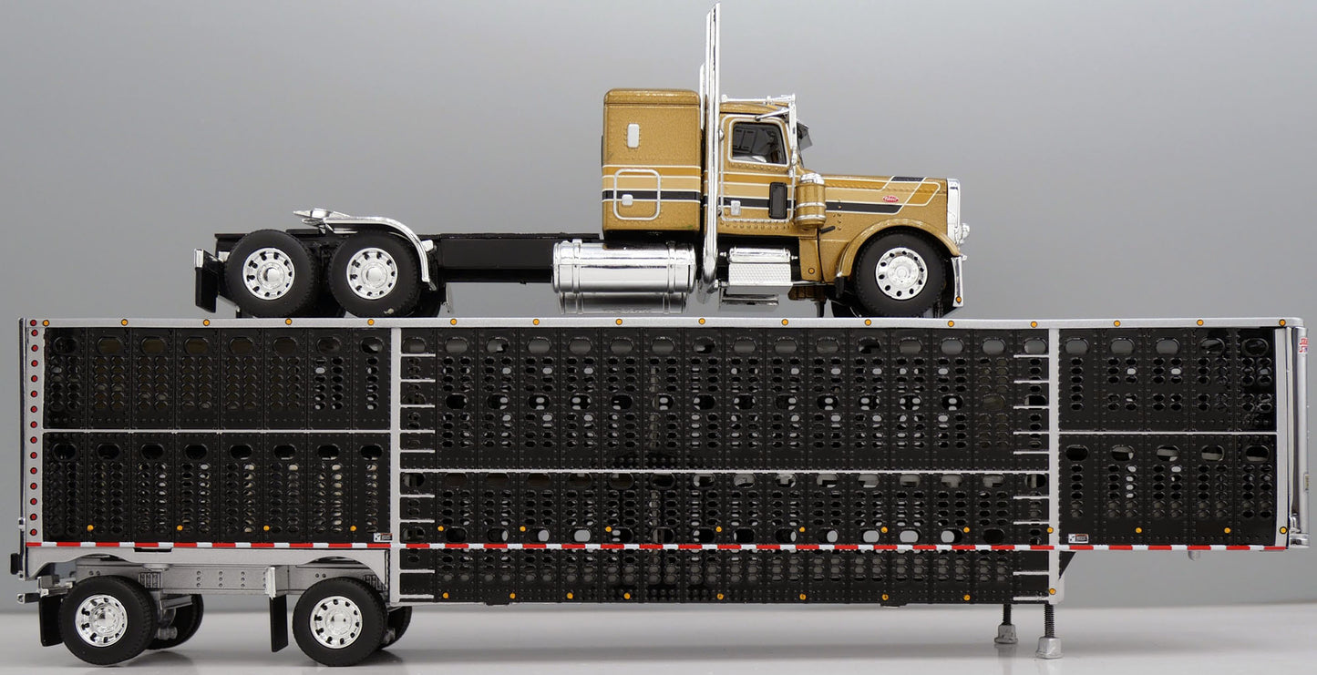 #60-2243 Gold/Black Peterbilt w/ Wilson Livestock Trailer