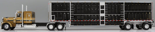 #60-2243 Gold/Black Peterbilt w/ Wilson Livestock Trailer