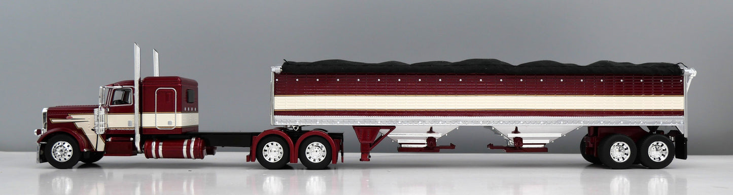 #60-2275 Maroon Cream Peterbilt w/ Wilson Grain Trailer
