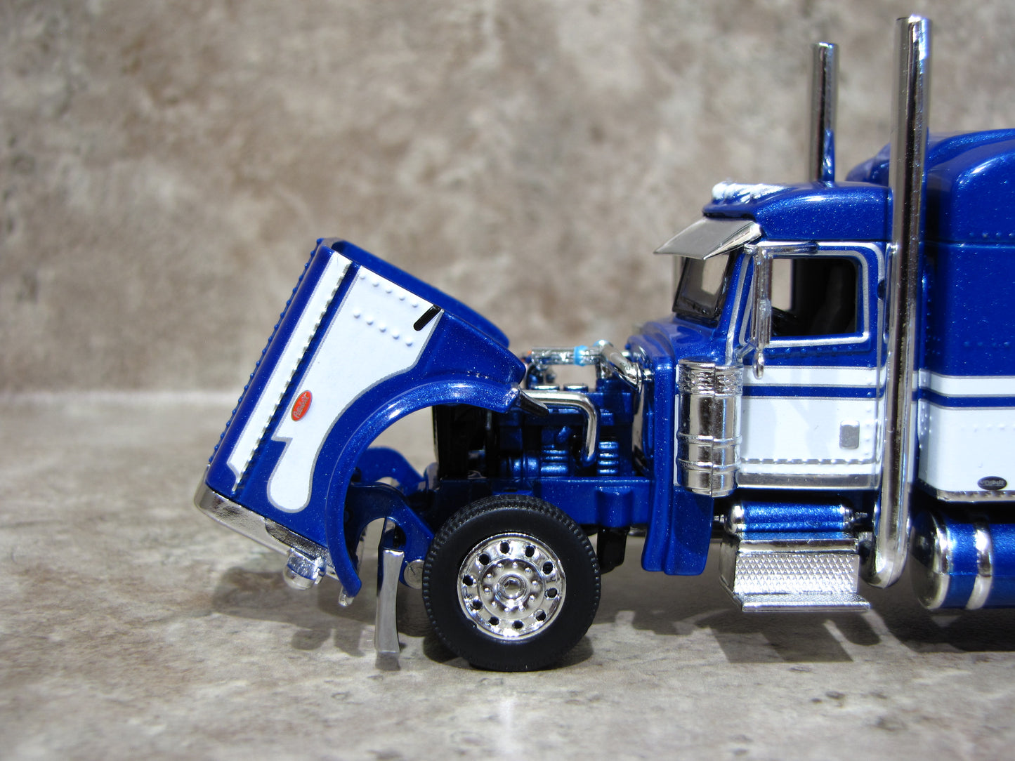 CAB 1740 Blue White 389 Peterbilt Semi Truck