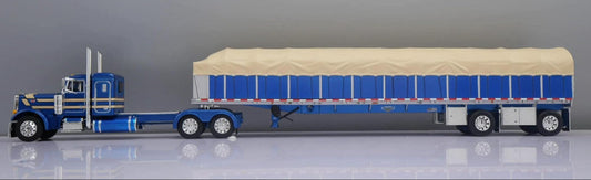 #60-2030 Blue Peterbilt 379 & Covered Wagon Trailer