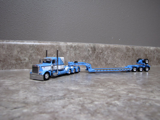DCP #60-1972 Baby Blue Peterbilt 389 W Lowboy Trailer