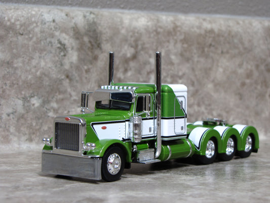 CAB 1973 Lime Green White Flattop Tri-axle Peterbilt 389 Semi Truck