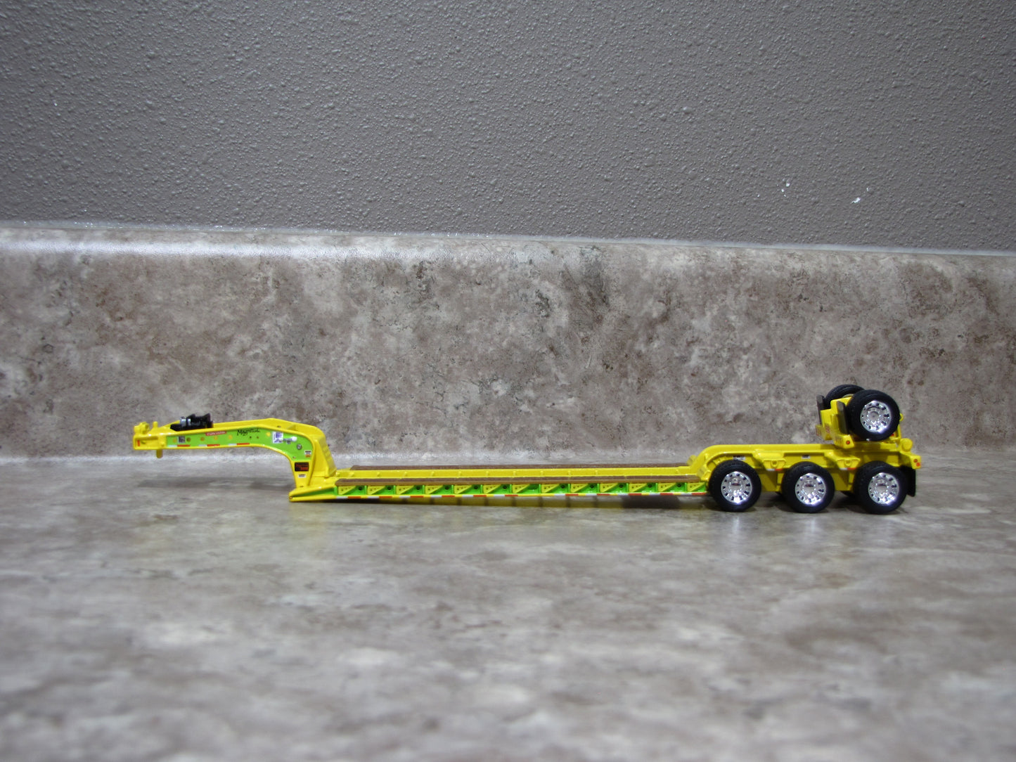 TRL1974 Yellow Green Fontaine Magnitude Lowboy Trailer w Flip Axle