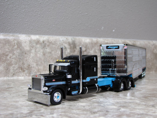 60-1790 Lesage Trucking Peterbilt w/ Wilson Spread Axle Livestock Trailer
