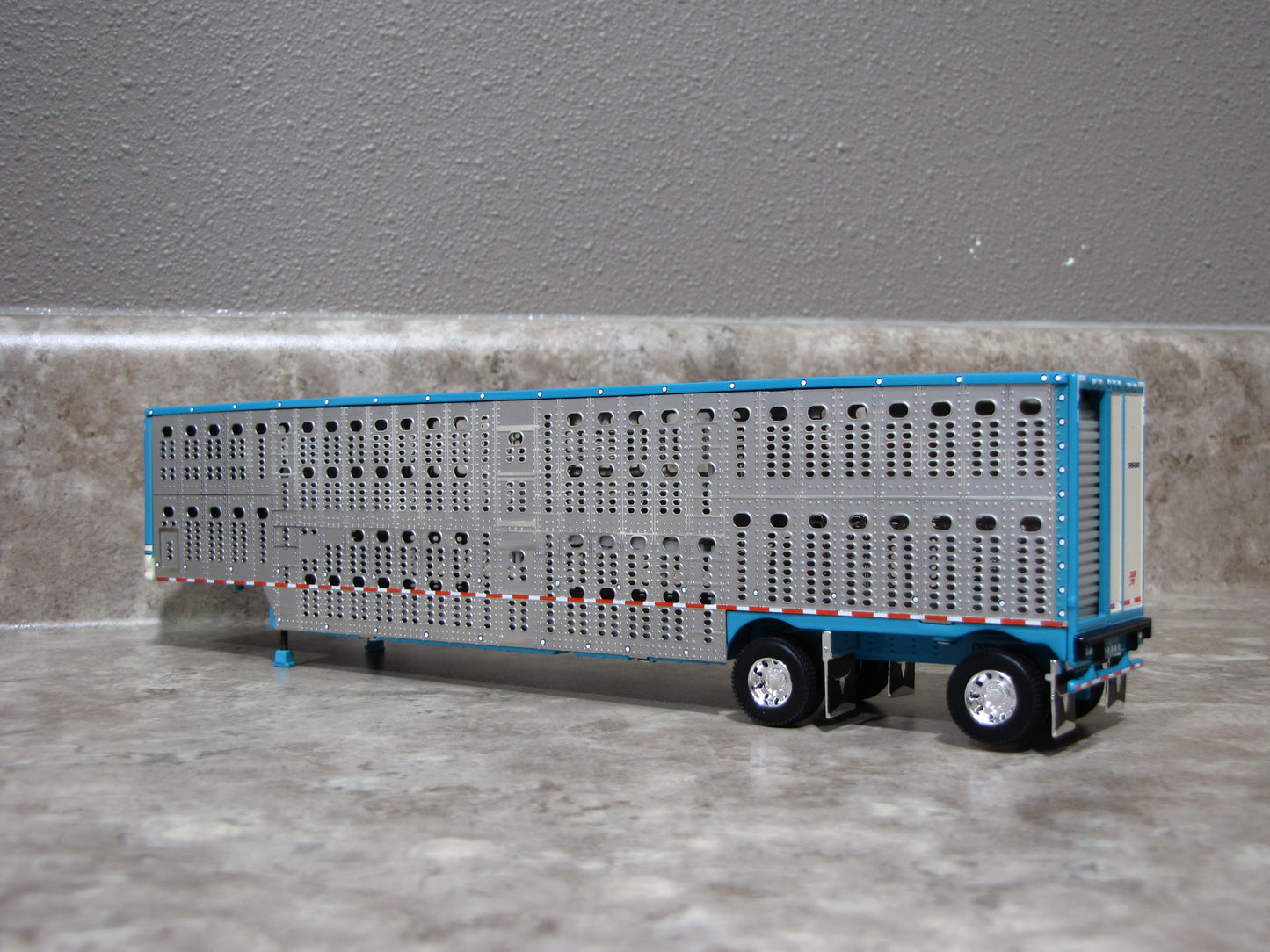 TRL 1788 Turquoise Cream Wilson Spread-Axle Livestock Trailer