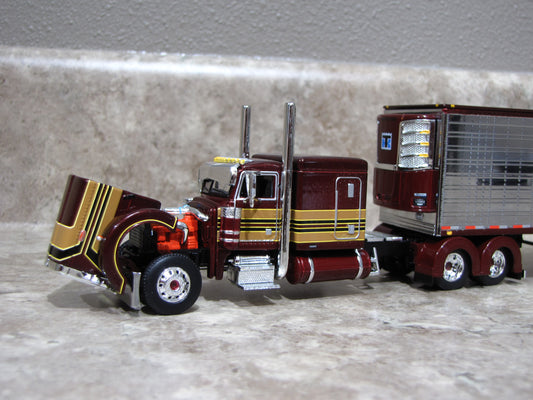 #60-1729 1/64 Peterbilt 379 with Utility Trailer Red Chrome