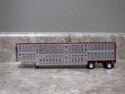 TRL 1837 Maroon Wilson Spread-Axle Livestock Trailer