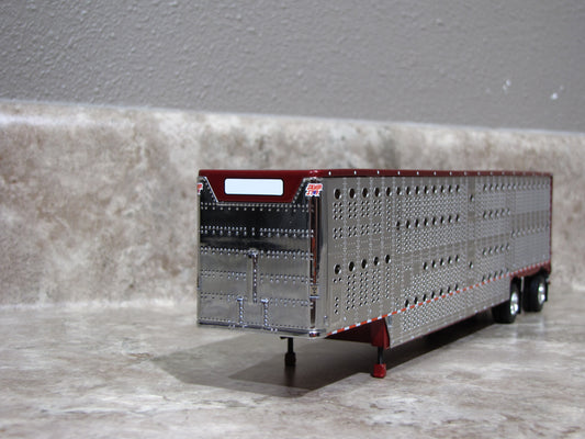 TRL 1837 Maroon Wilson Spread-Axle Livestock Trailer