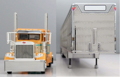 #60-2245 Peach/Teal Peterbilt w/ Wilson Livestock Trailer