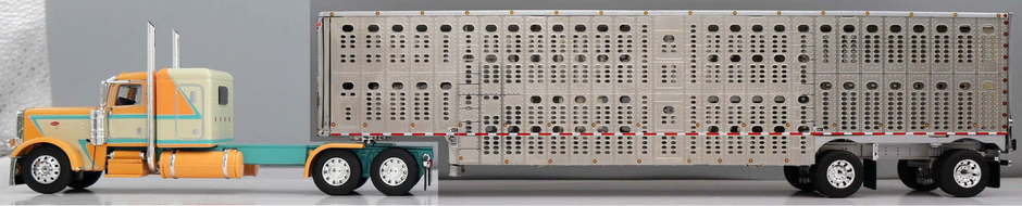 #60-2245 Peach/Teal Peterbilt w/ Wilson Livestock Trailer
