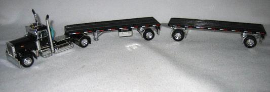 60-1889 Black Peterbilt 379 w Flatbed Trailers