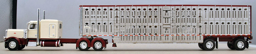 RETIRED #60-0938 Garnet Red & Cream Peterbilt Livestock Set