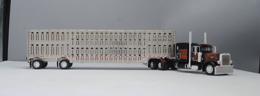 #60-1104 Peterbilt Black Orange Flame Wilson Silver Spread Axle Livestock