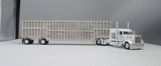 #60-1105 Peterbilt White Black Flames Wilson Silver Spread Axle Livestock