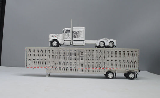#60-1105 Peterbilt White Black Flames Wilson Silver Spread Axle Livestock