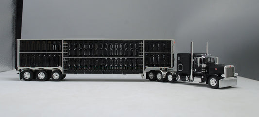 RETIRED #60-1149 Black Peterbilt Tri Axle 389 Wilson Black Tri Axle Livestock Trailer