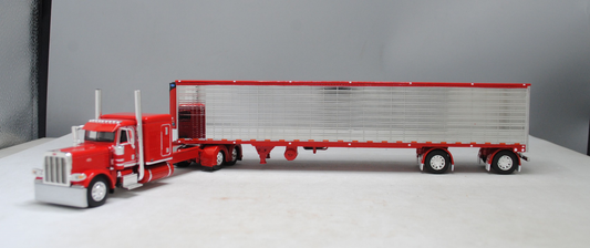 #60-1324 1/64 Red Peterbilt 389 w/Chrome Utility 53' Spread-Axle Carrier Reefer (Red)