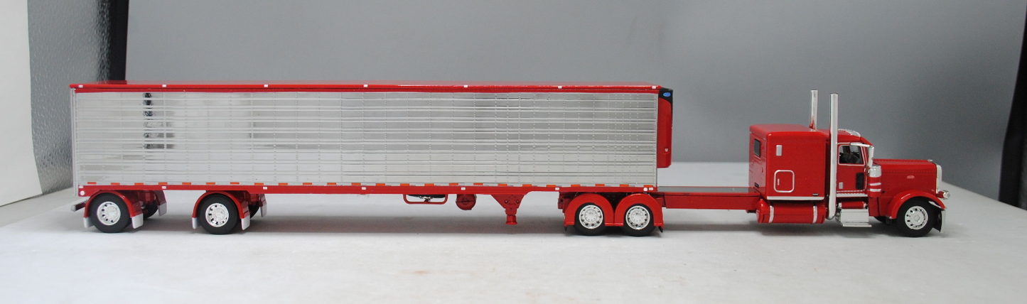 #60-1324 1/64 Red Peterbilt 389 w/Chrome Utility 53' Spread-Axle Carrier Reefer (Red)