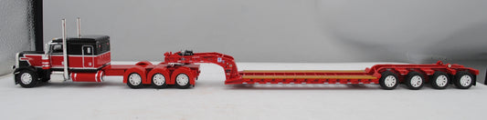 #60-1496 Red/Black Peterbilt 389 w/ Red Lowboy Trailer & Flip Axle