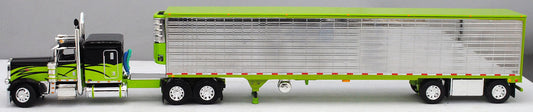 #60-1537 Black Lime Peterbilt 389 w/ Chrome side Utility Reefer