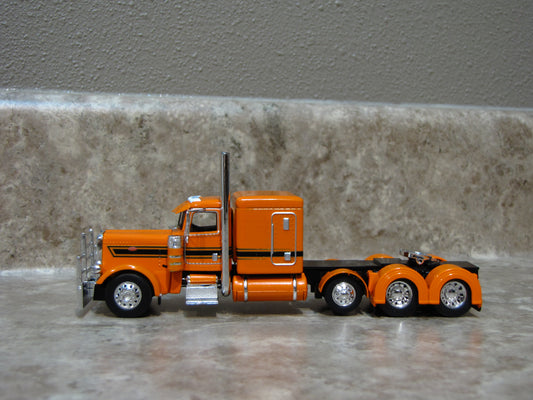 CAB 1107 Orange Black Tri-Axle Peterbilt 389  Semi Truck