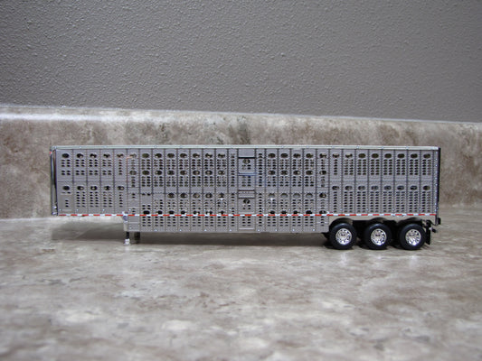 TRL 1106 Silver Wilson White Lights Tri Axle Livestock Trailer