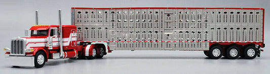 RETIRED #60-0521 Red & White 389 Peterbilt Livestock Set